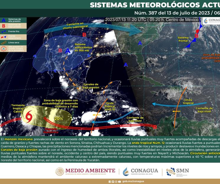 Monzón mexicano provocará lluvias y granizadas en 4 estados