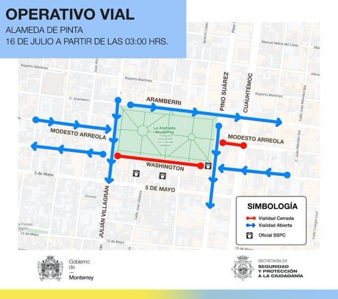 Cerrarán vialidades por ´Alameda de Pinta´ en Monterrey