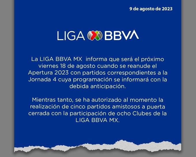 Se reanudará Liga MX el 18 de agosto
