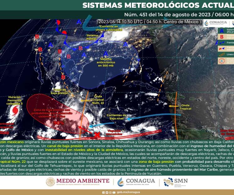Guerrero, Puebla, Veracruz tendrán lluvias intensas