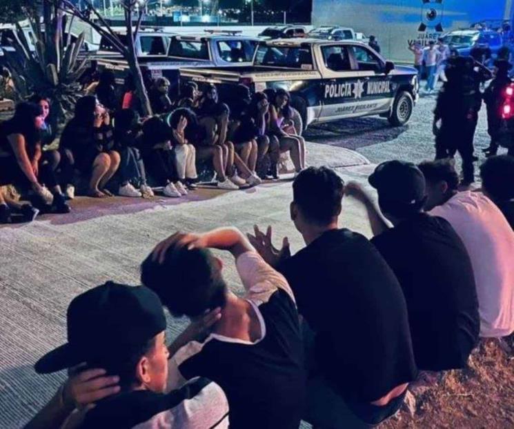 Policía revienta fiesta y resguarda a 119 jóvenes en Juárez