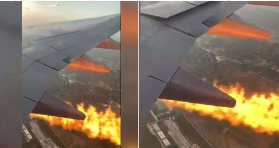 Pasajero graba explosión en motor de un avión en pleno vuelo