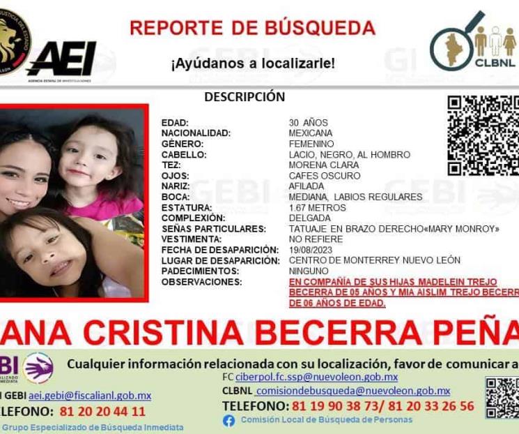 Desaparece mujer con sus hijas en el Centro de Monterrey