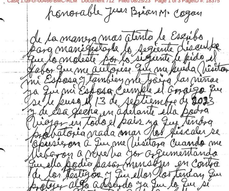 Difunden carta escrita por El Chapo