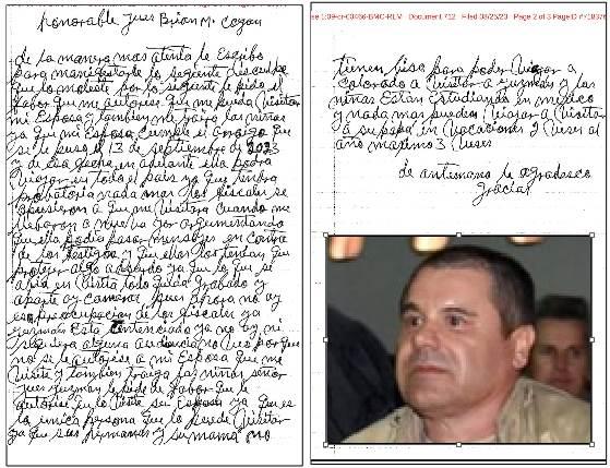 Difunden carta de El Chapo; pide ver a Emma Coronel