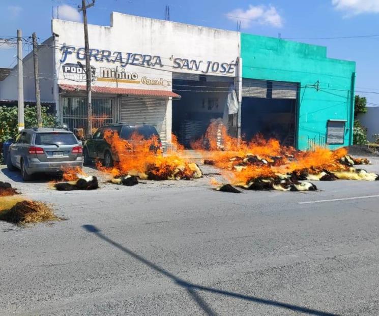 Se incendian bodega y camioneta en Cadereyta