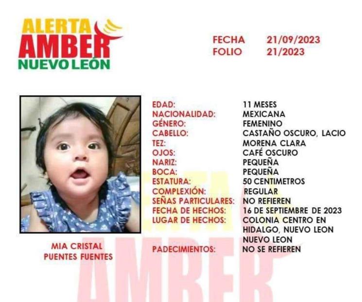 Buscan a bebé de 11 meses desaparecida en Hidalgo