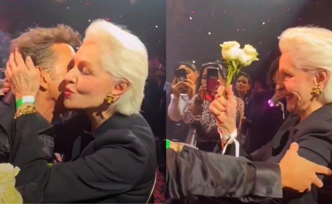 Recibe Carolina Herrera flores y un beso de Luis Miguel