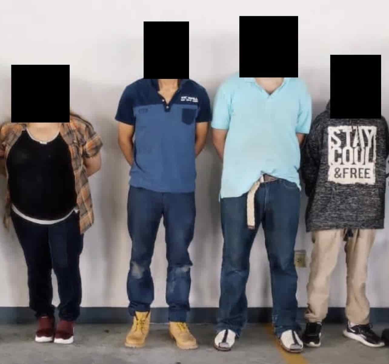 Tres hombres y una mujer que presuntamente trabajan para un grupo delictivo, fueron detenidos por elementos del Grupo de Coordinación para la Seguridad, el miércoles en el municipio de Hidalgo.