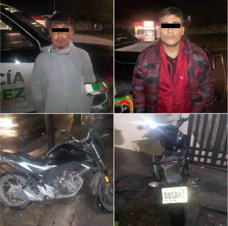 Elementos de la policía preventiva de Juárez, lograron la detención de dos hombres que viajaban en una motocicleta con reporte de robo.