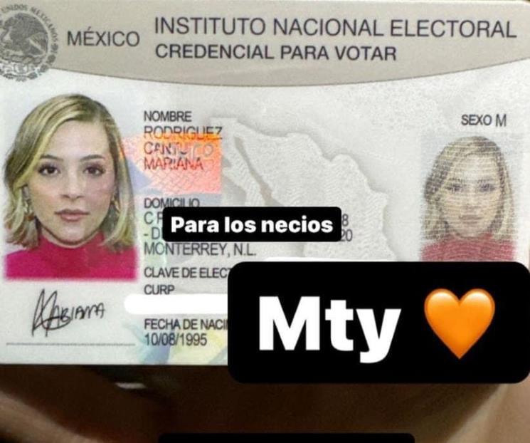Publica Mariana en redes su INE con residencia en Monterrey