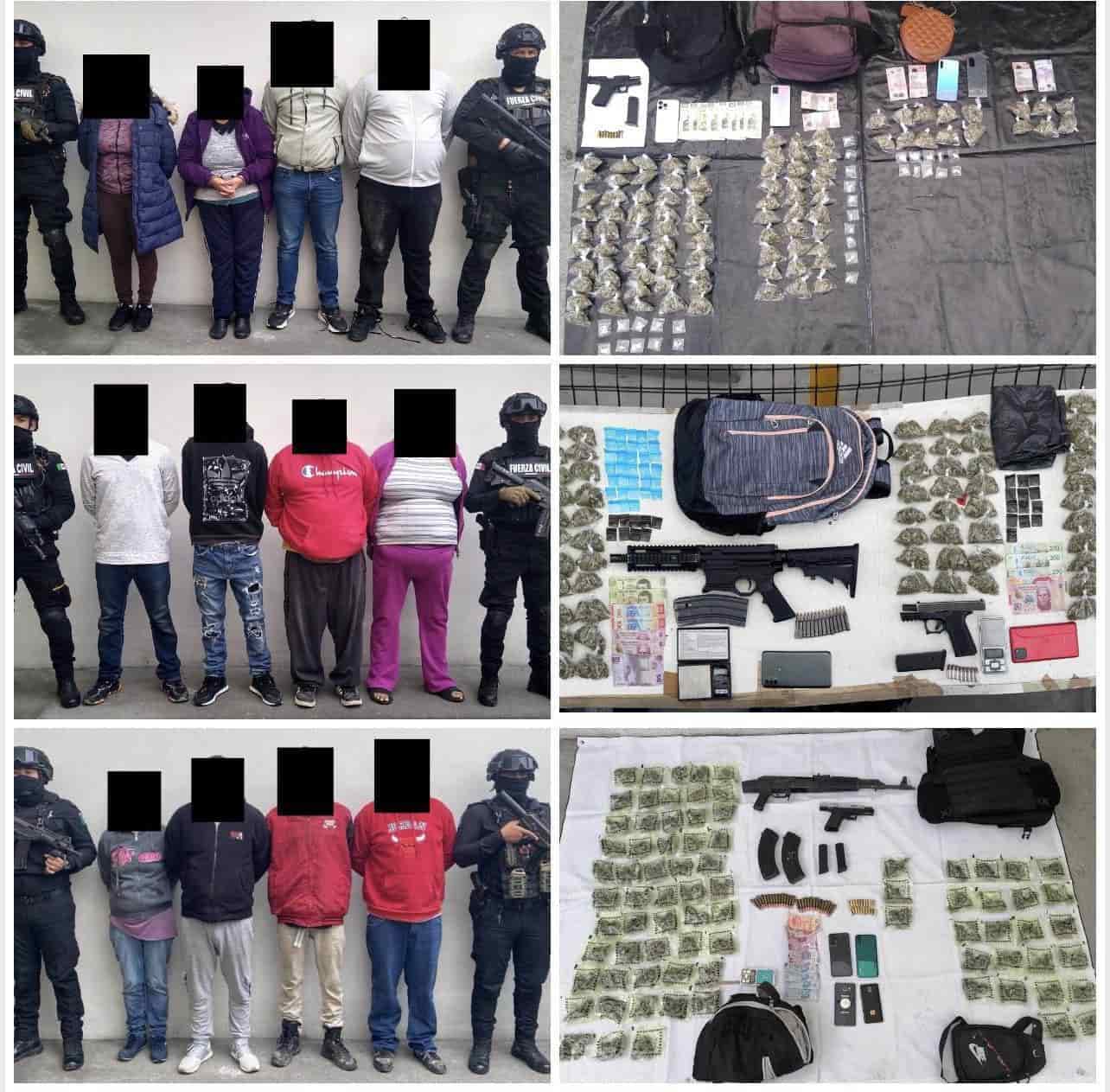 Entre operativos realizados por el Grupo de Coordinación para la Seguridad de Nuevo León en tres municipios, lograron detener a 123 presuntos delincuentes.