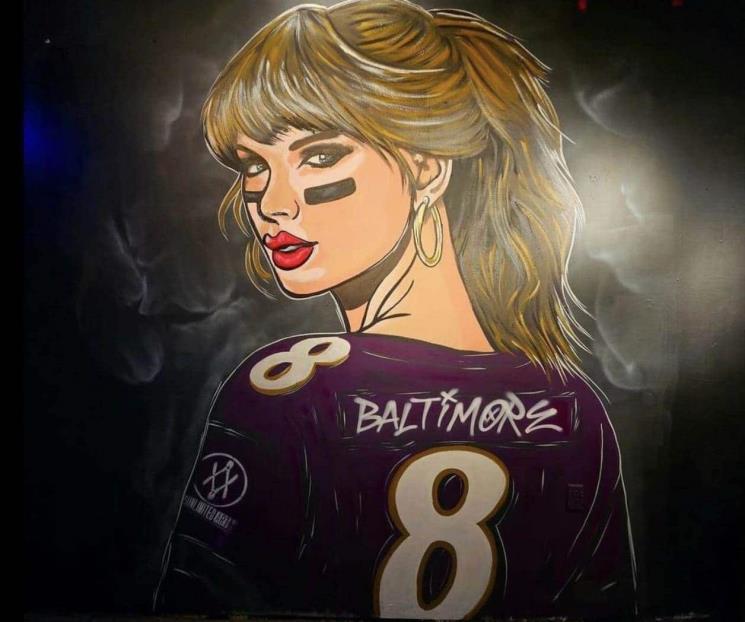 Pintan mural de Taylor Swift con jersey de los Cuervos de Baltimore