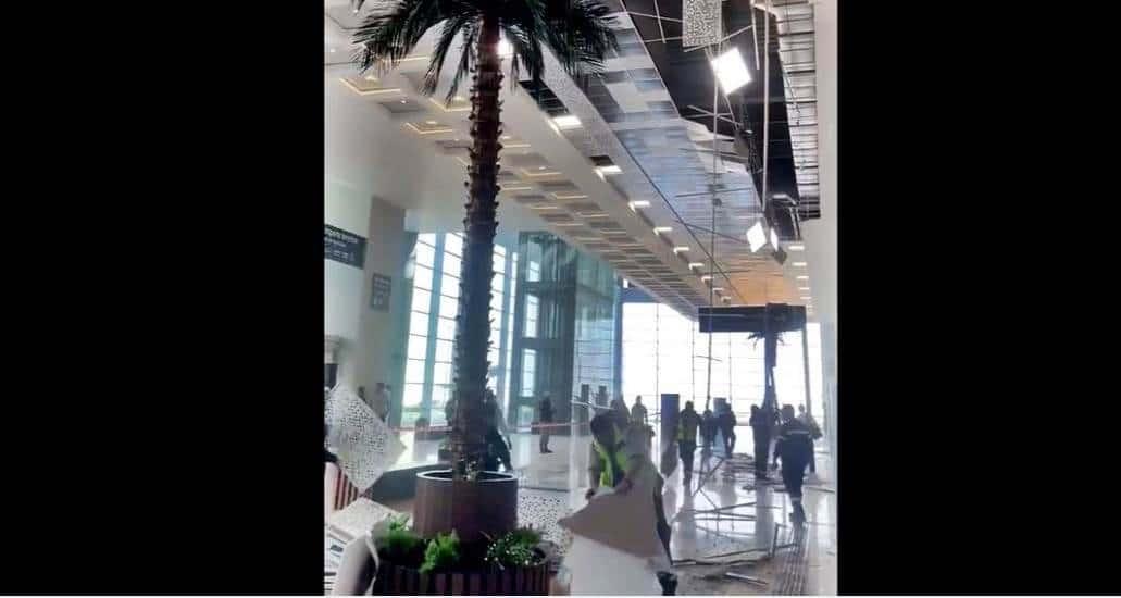 Cae plafón del AIFA; aeropuerto dice que no hay heridos