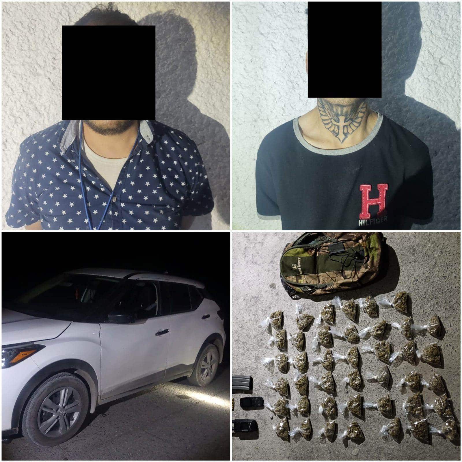 En posesión de un arma larga, una radio frecuencia y 41 bolsitas con droga al parecer marihuana, fueron arrestados dos hombres por elementos de Fuerza Civil en el municipio Vallecillo, al norte de Nuevo León.