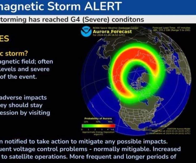 Pronostica agencia de Estados Unidos fuerte tormenta geomagnética