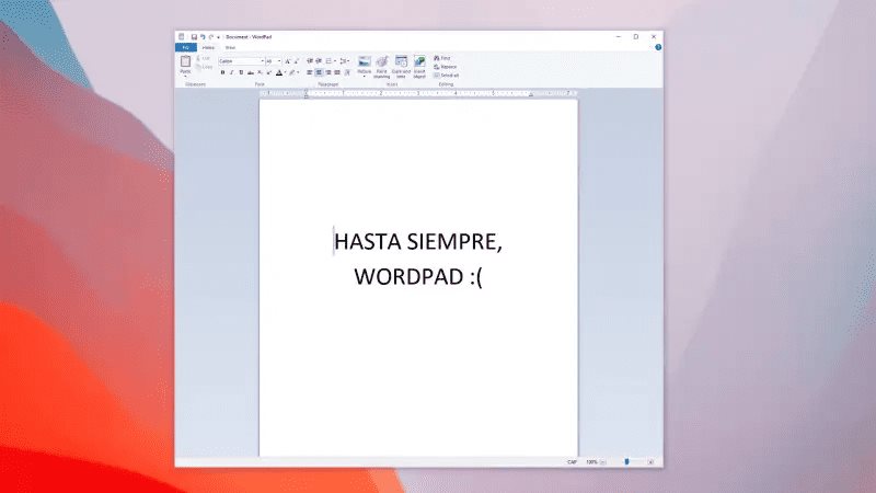 Microsoft confirma la muerte de WordPad, editor de texto de Windows
