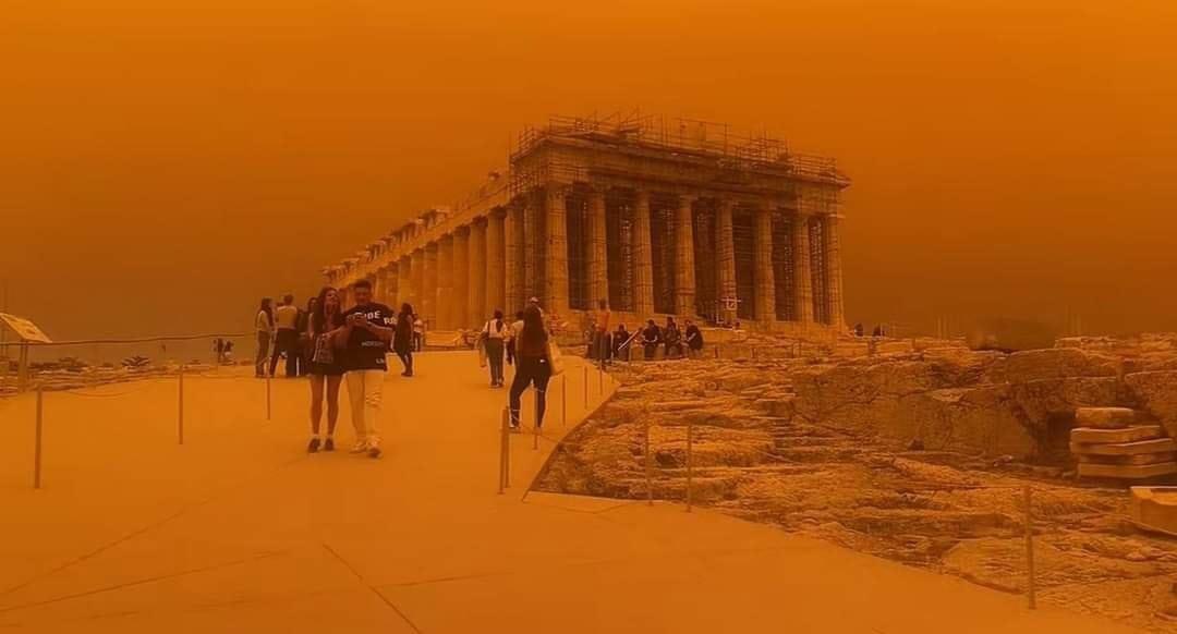 Cubre nube de polvo del Sahara a Grecia y la tiñe de naranja
