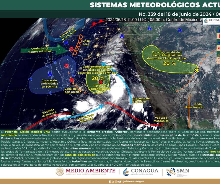 Tormenta tropical impactaría madrugada de jueves en Tamaulipas
