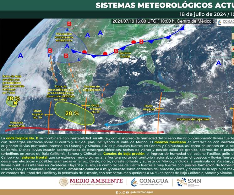 Prevén lluvias intensas en varios estados del México
