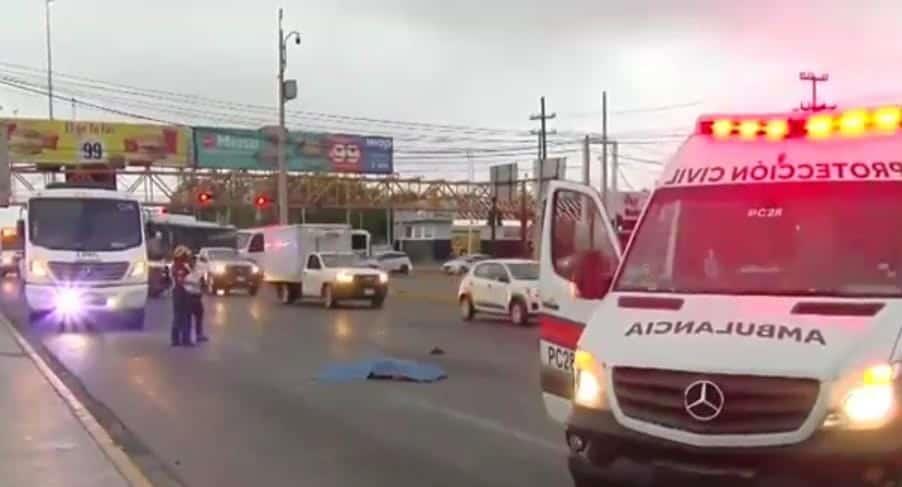 Muere sujeto atropellado por transporte de personal en Escobedo