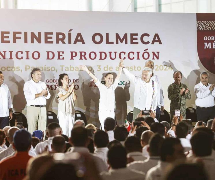 Arranca producción en Dos Bocas; AMLO y Claudia dan el banderazo