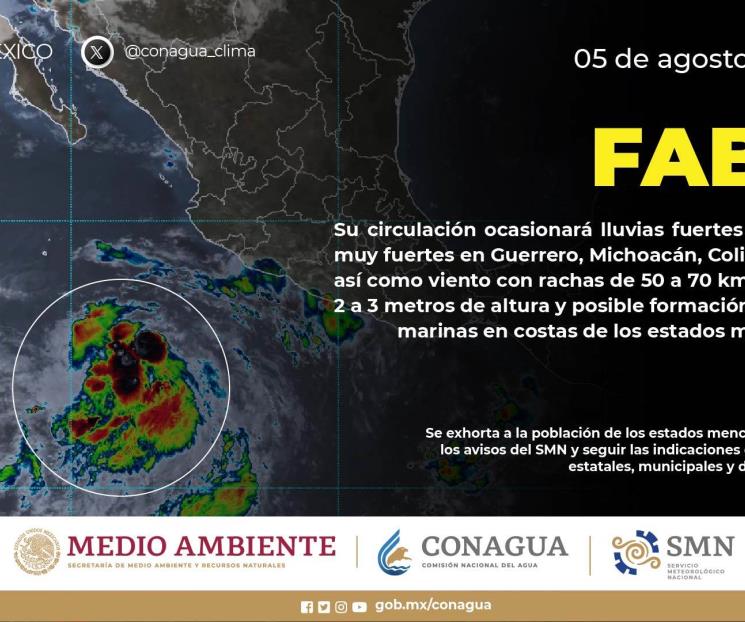 Se forma la tormenta tropical Fabio en el océano Pacífico