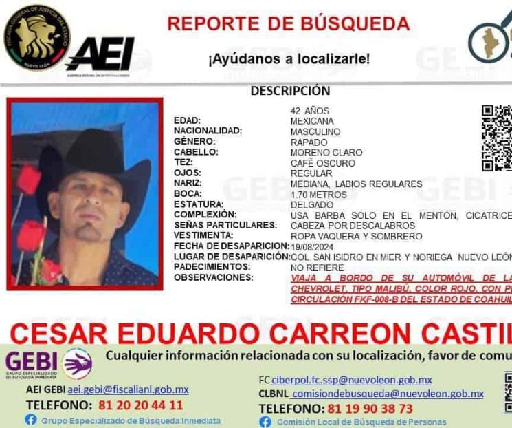 Desaparece ahora vaquero en Mier y Noriega